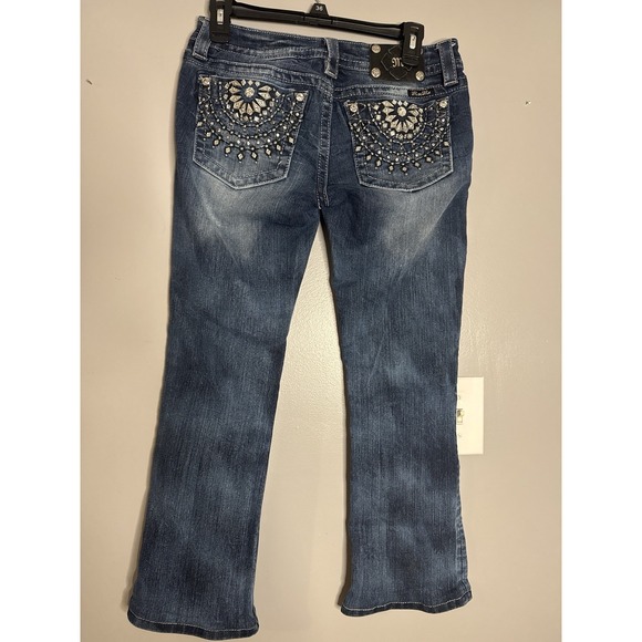 Miss Me Womens Bootcut Jeans Size 28 Blue Stretch Denim Embellished Pockets - Picture 3 of 9
